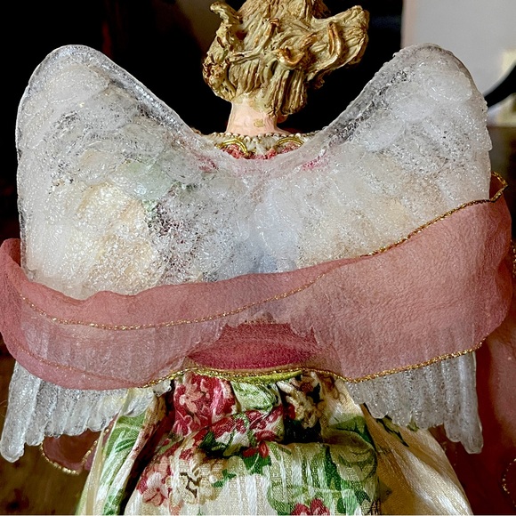 Vintage Ceramic Angel Christmas Tree Topper or Deco, Deep Green and Wine Red - Picture 5 of 8